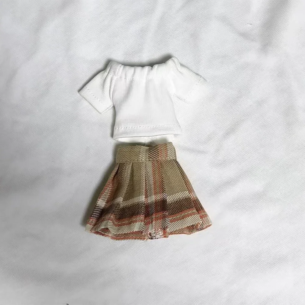 

Кукольная одежда 1/6, костюм с короткими рукавами + короткая юбка, подходит для 30 см, кукла Блит, игрушка для девочек, платье, игровой домик, аксессуары для кукол, без куклы