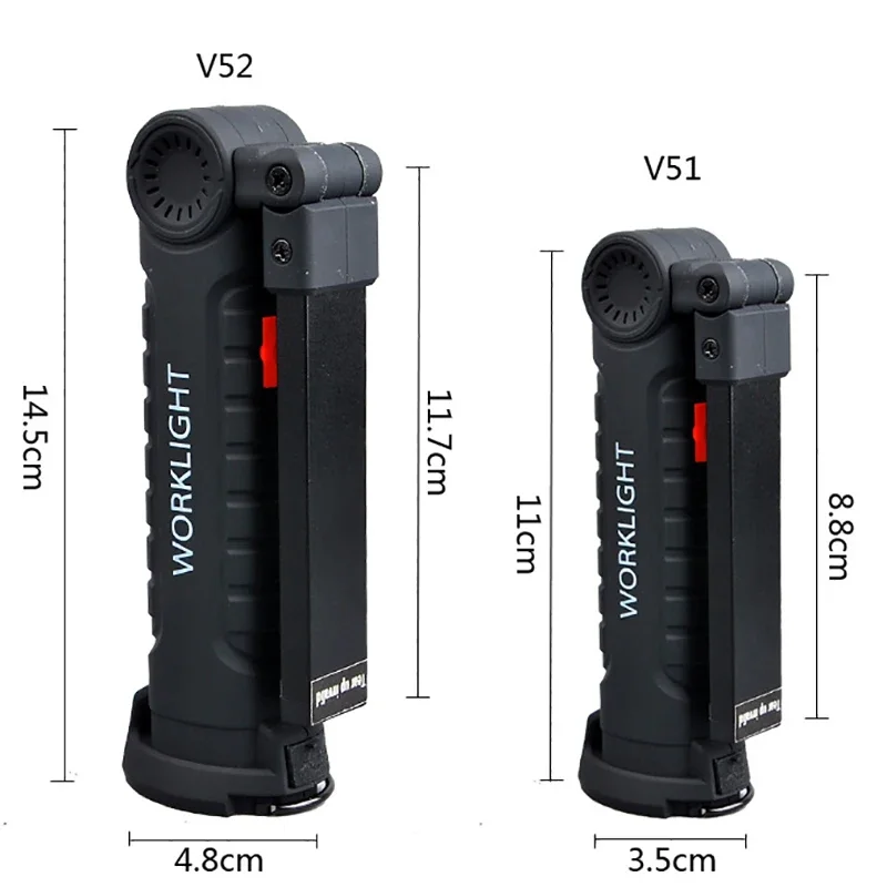 COB LED Warning Lamp USB Rechargeable Built in Battery LED Light with Magnet Portable Flashlight Outdoor Camping Working Torch