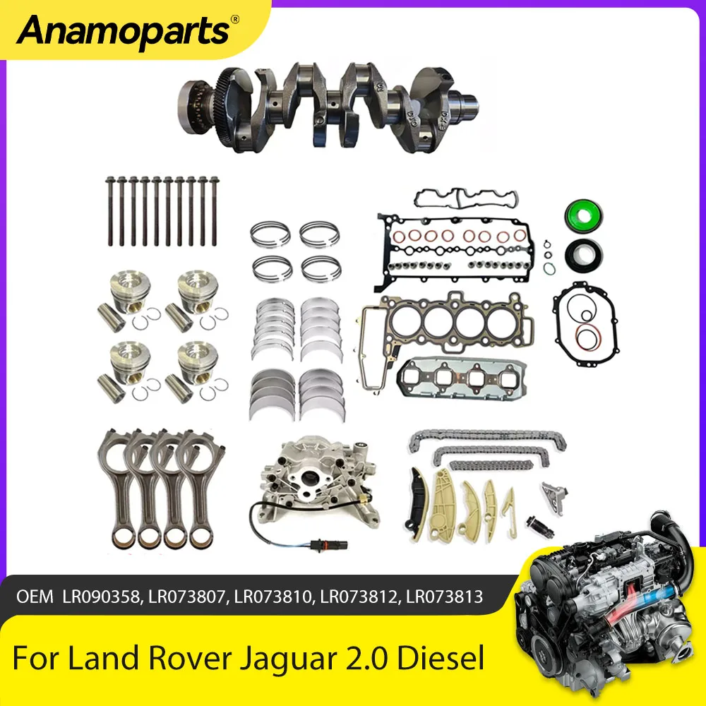 Engine Crankshaft Full Gasket Set Oil Pump Timing Kit Fit 2.0 L Diesel 204DTA 204DTD For Jaguar XE Land Rover Range AJ200 2.0L