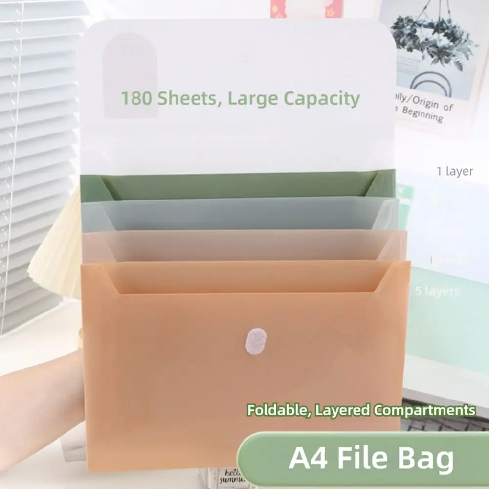 Simple Transparent A4 File Bag Five-layer Large Capacity Test Paper Storage Bag Paper Insert Type Data Booklet Students