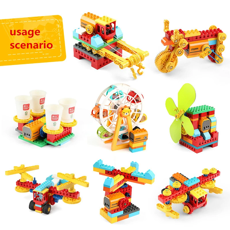 Motores rc programáveis para blocos de construção de tamanho grande 9656 motor de eixo de engrenagem mecânica recarregável brinquedos técnicos para crianças presentes