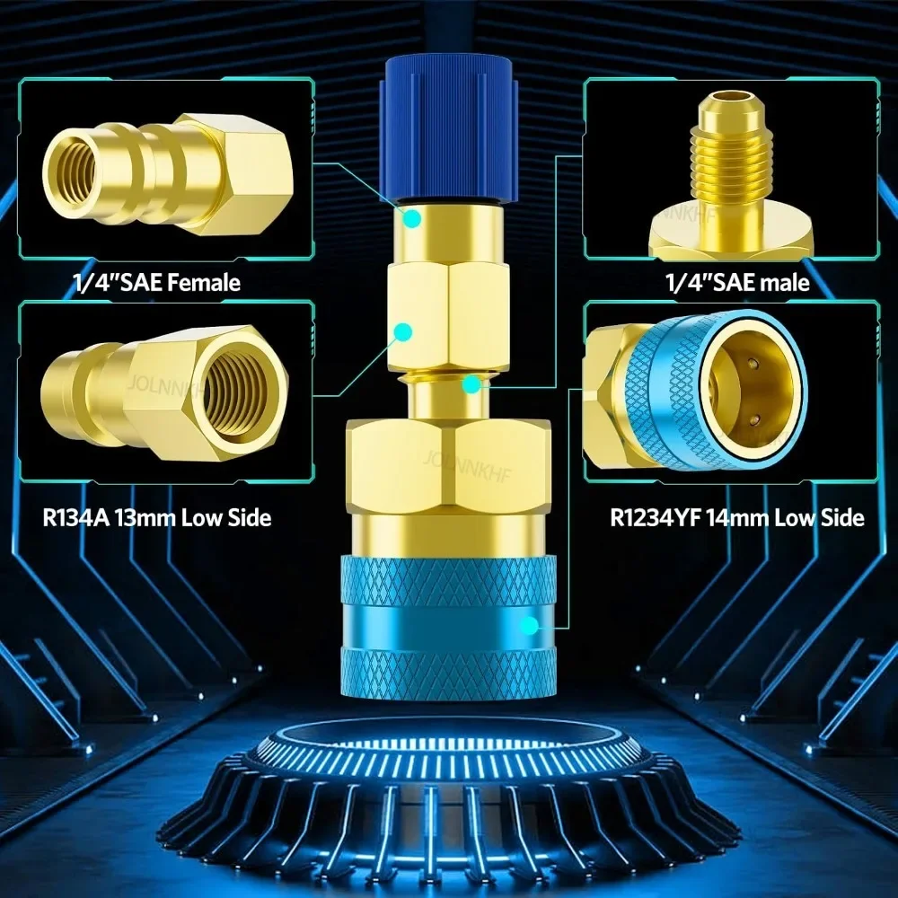 R1234YF zu R134A Schnellkupplungs-Umrüstkit Kältemittel-Nachfüllkit R1234yf Adapterkit für Kfz-Klimaanlagen – Detail 3