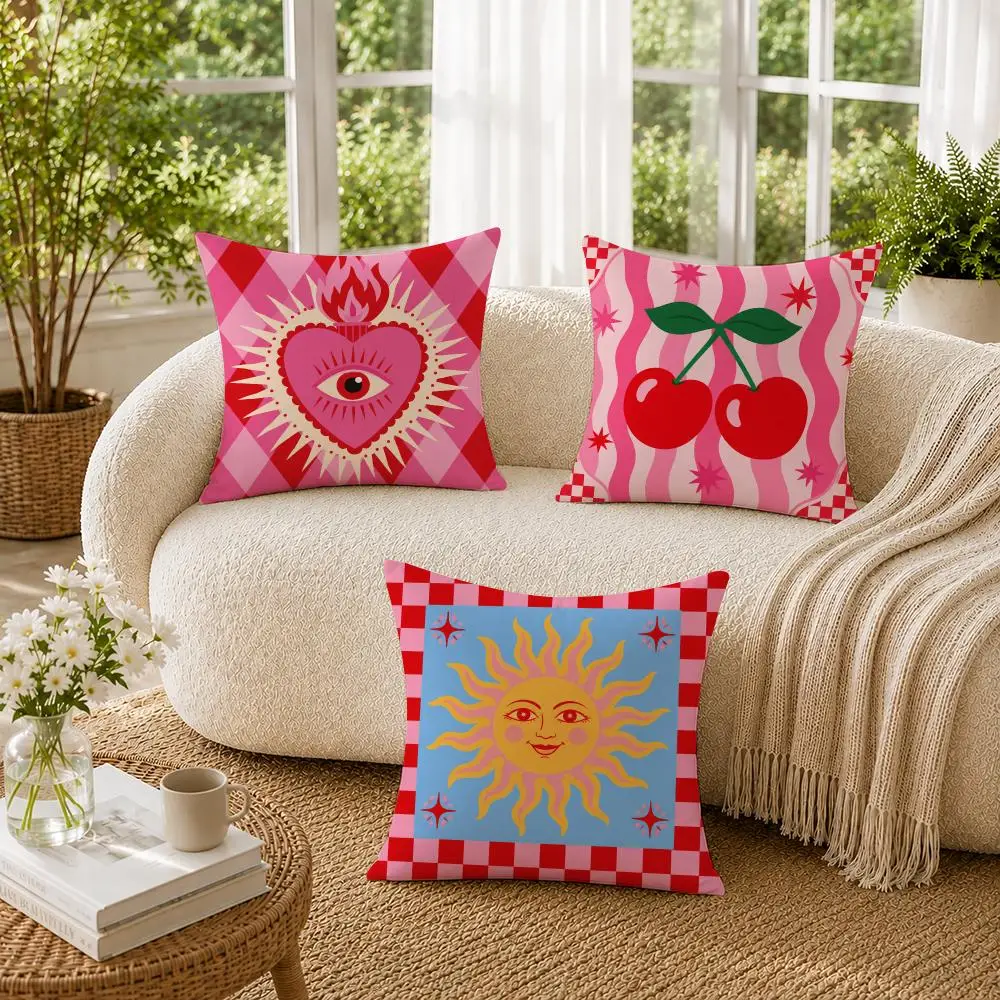 Coastal Chic Pink Red Sardine Lobster Cushion Cover Double-Sided Plush Sofa Cushion Covers Organic Breathable Invisible Zipper