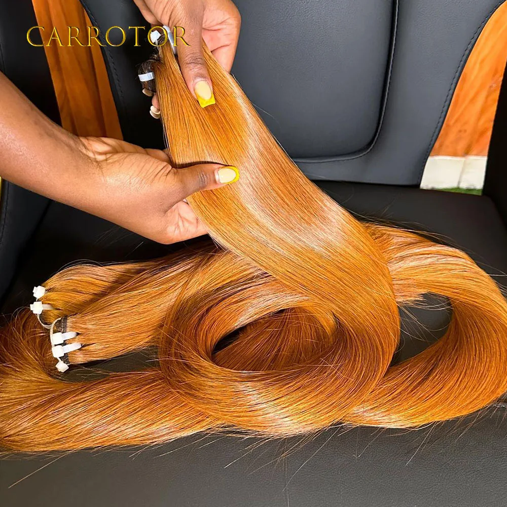 Bone Straight Orange Colored Human Hair 100% Unprocessed Virgin Weave 3 Bundles Real Human Hair Extensions For Women