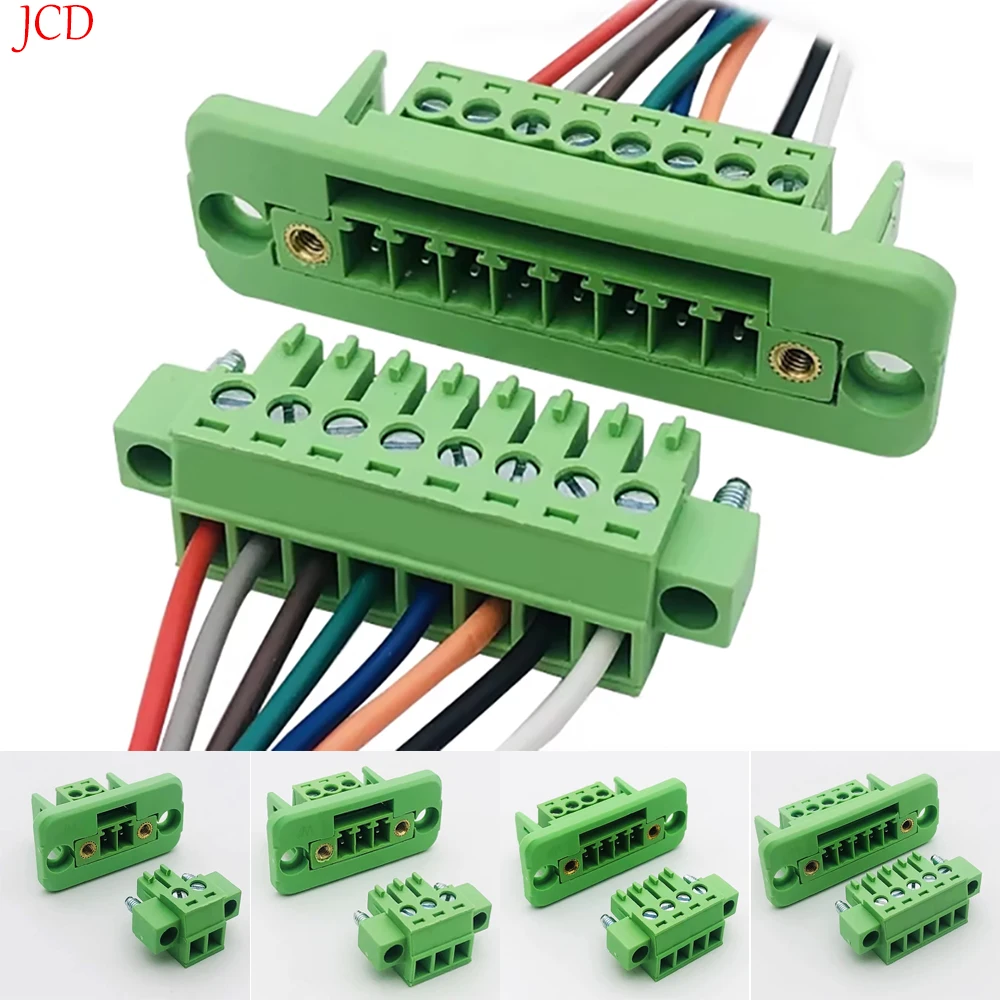JCD 1Set 2P/3P/4P/5P/6P/8P/9P/10P/12P/16P/24P Pluggable Terminal Block Connector JM15EDGKM 3.81mm Pitch 15EDGWC Pitch 3.81mm