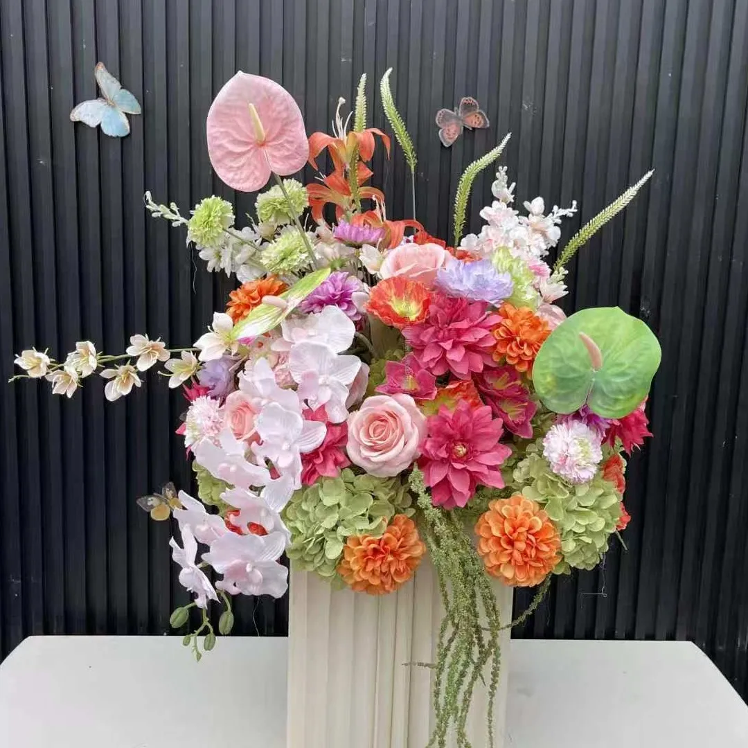 White Pink Artificial Flower Wedding Decoraiton Table Centerpieces Flower Ball Road Lead Floral Arrangements Party Props