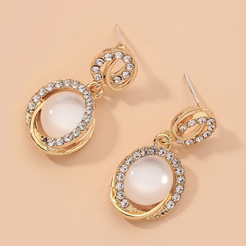 Transparent Cubic Imitation Opal Rhinestones Circle Geometric Dangle Earrings for Women Fashion Magnificent Dainty Daily Jewelry image 3