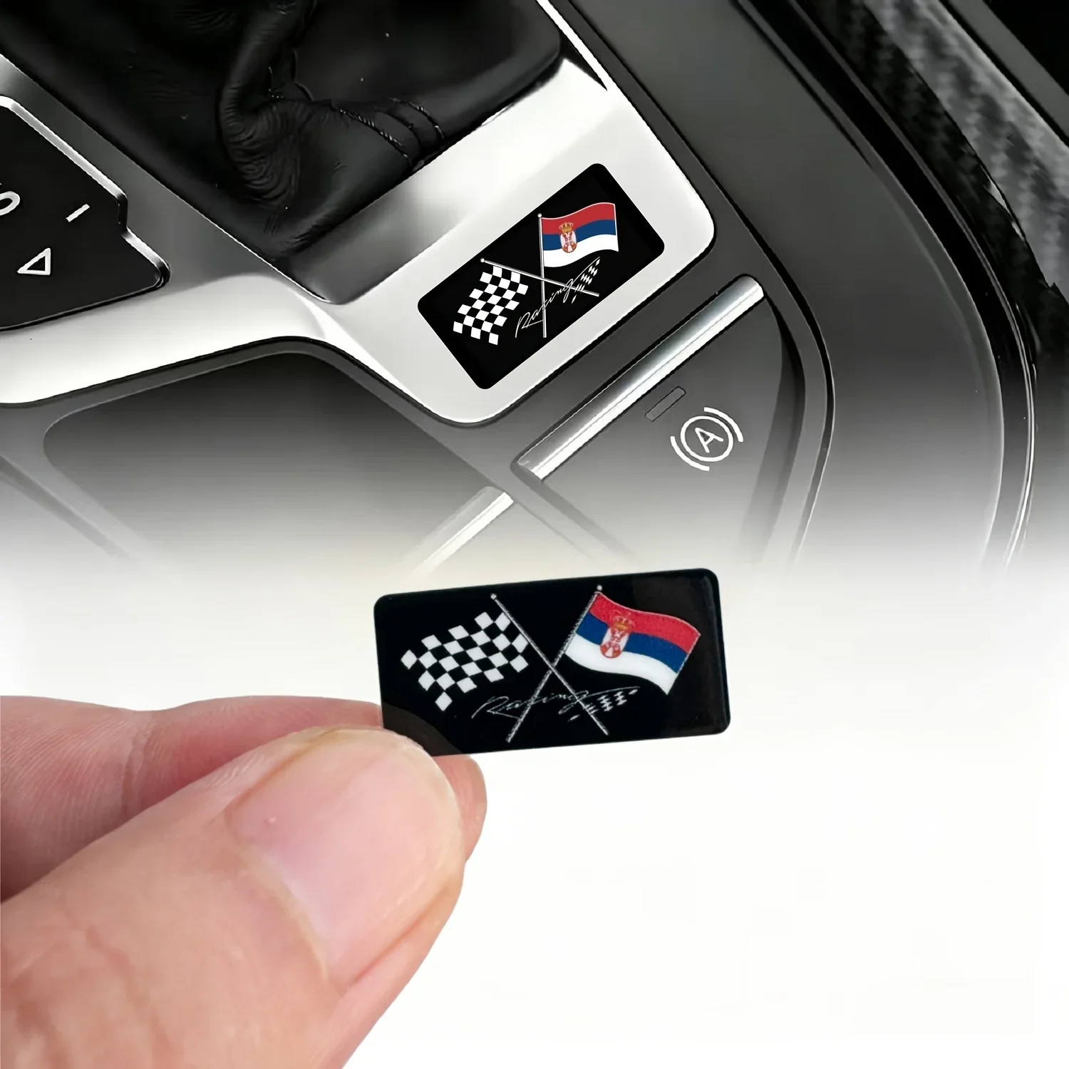 2Pcs 2D Flat Racing Serbia Checkered Cross Flag Vinyl Decals Waterproof Stickers For Car Truck Motorcycle Helmet Decor