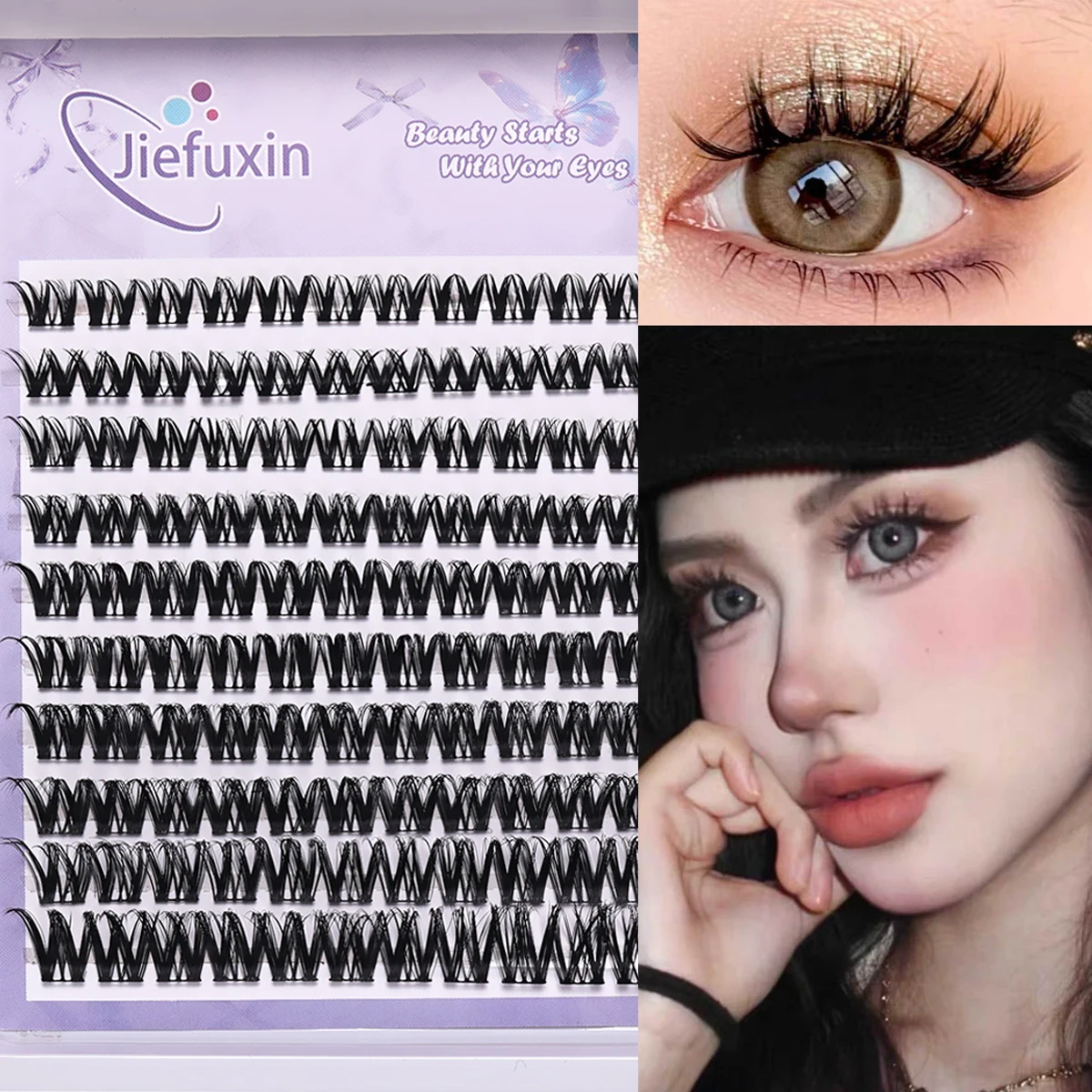 Wimperncluster-Erweiterungen, natürliches Aussehen, Wimpern, D-Locken, flauschige Cluster-Wimpern, DIY-Wimpern