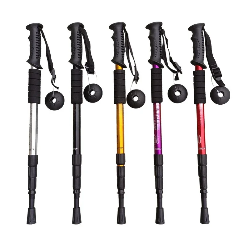 

Aluminum Alloy Mountaineering T-handle 4-section Outdoor Hiking Cane Portable Mountaineering Canes