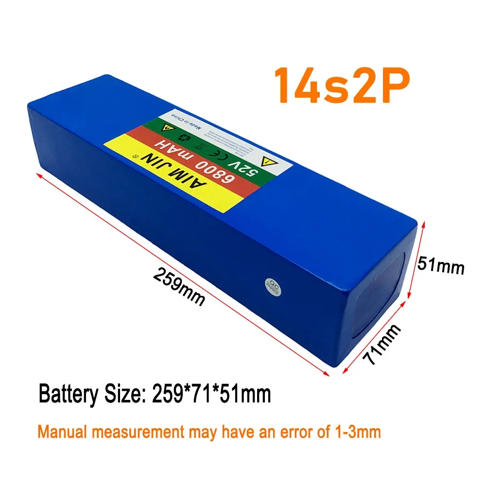 52V 14S2P Intelligent Protection System 18650 Rechargeable Lithium Battery Pack 6800mAh Suitable for Electric Scooter Bicicleta