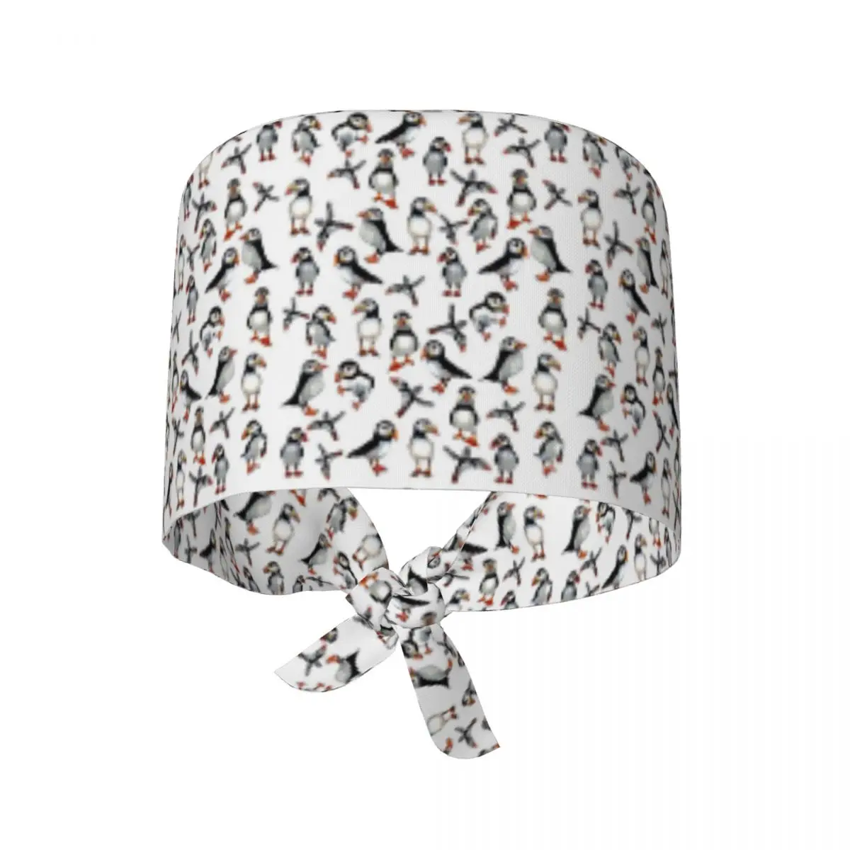 Puffins Pattern Scrub Hat Doctor Working Surgical Cap Men Women Adjustable Nursing Caps for Dentist