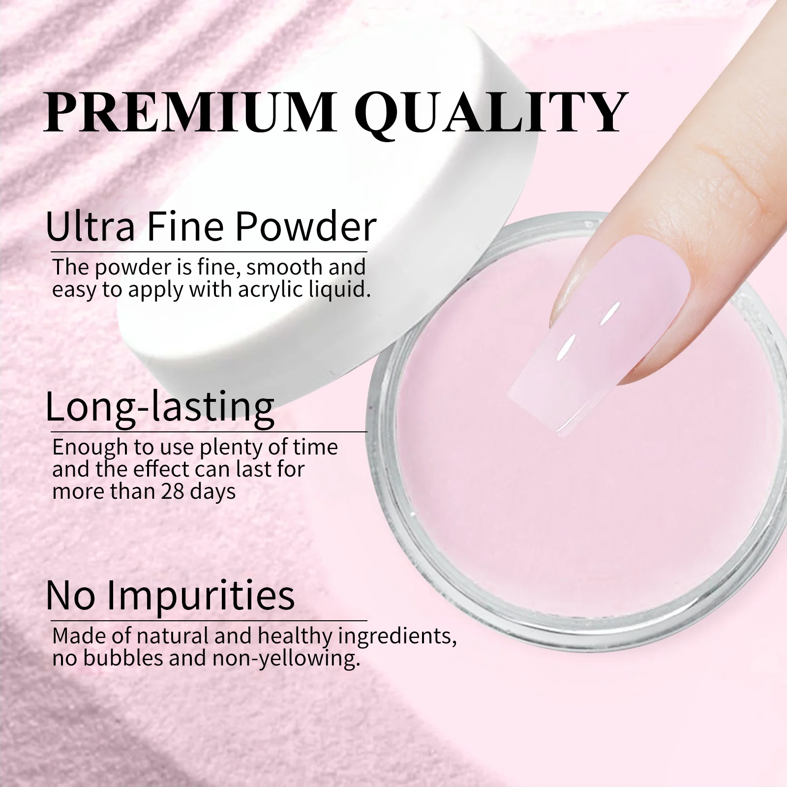 Honey Joy 50g Dipping Nail Powder Pink Clear Nude Dip Powder Nature Dry Without Lamp Cure for French Nail Art DIY Salon Effect