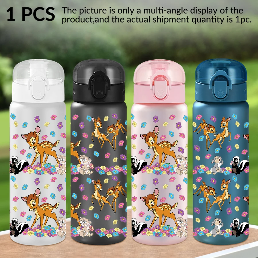 

1Pc Disney, deer, flower pattern 26oz plastic water bottle, outdoor sports water cup birthday/back to school gift