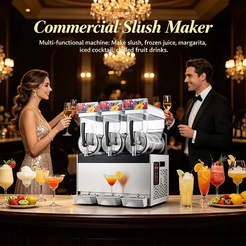 Hotel Banquet Use 3 Tank Commercial Slush Maker Multi Flavor Frozen Drink Dispenser for Wedding Party Cocktail