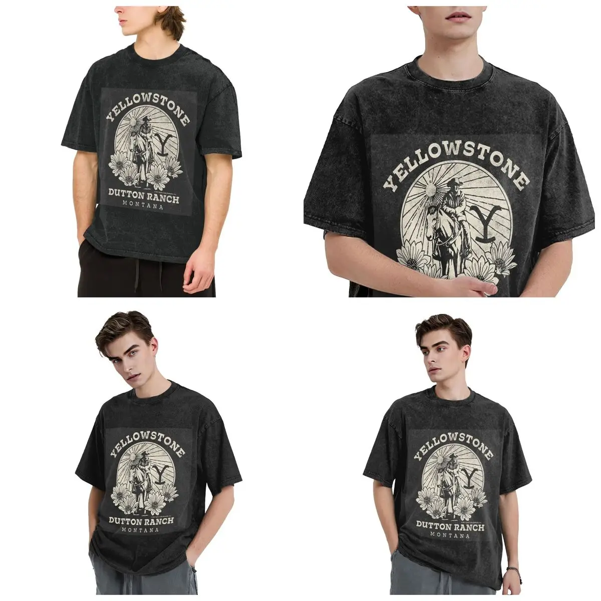 Yellowstone Dutton Ranch Hip Hop Short Sleeve T-Shirts Washed Tops Tees Streetwear T Shirt Vintage for Men woman