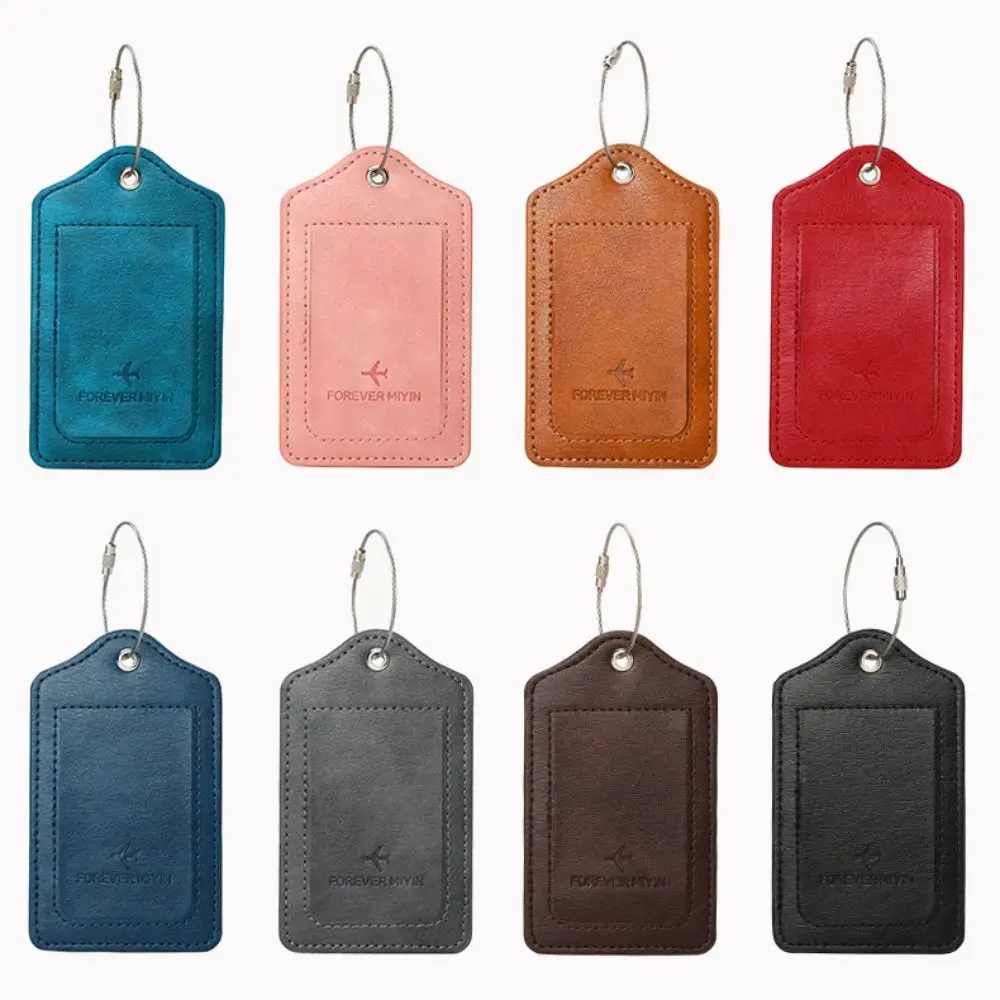 Women Man Anti Loss Wire Rope Loop Leather Luggage Tags Privacy Protection Cover Versatile Baggage Tag Waterproof Boarding Pass