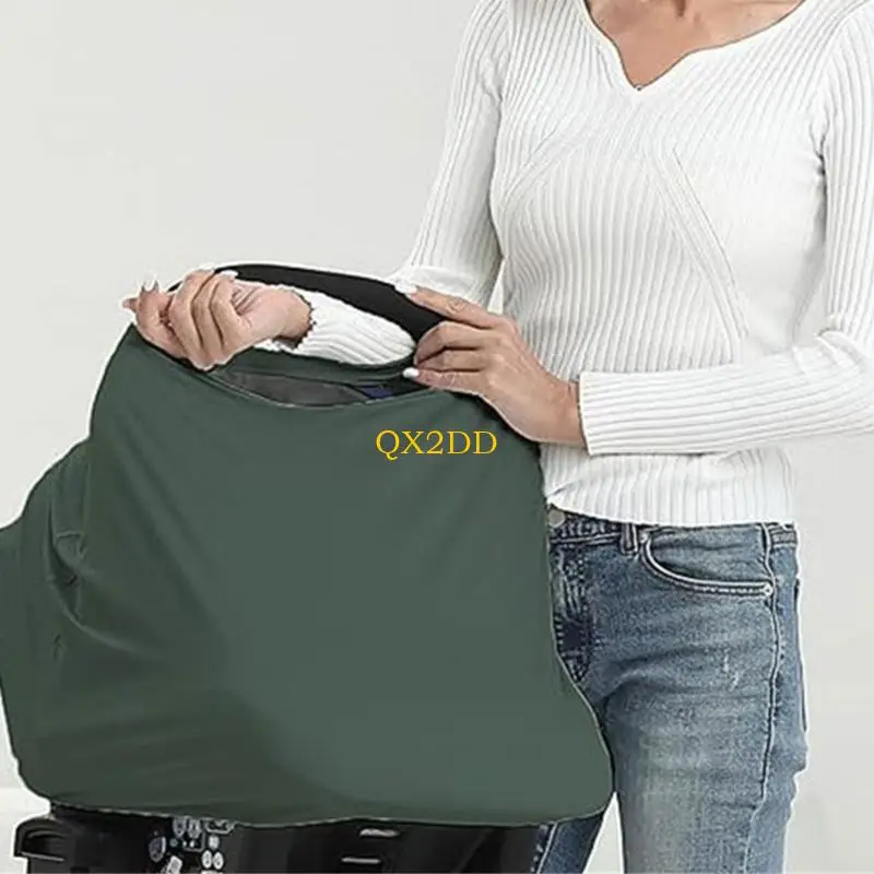QX2D Multi Use Baby Carseat Canopy Multifunctional Nursing Cover Soft and Stretchy