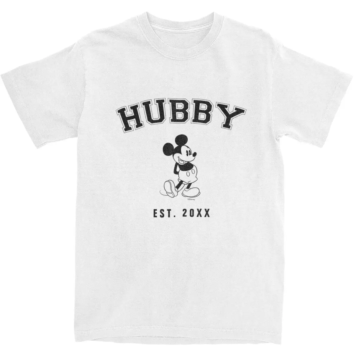 Oversized T Shirt Mickey Mouse Hubby Custom Wedding Date Pure Cotton T-Shirts Fashion Tshirt for Men Beach Y2K Basic Top Tees