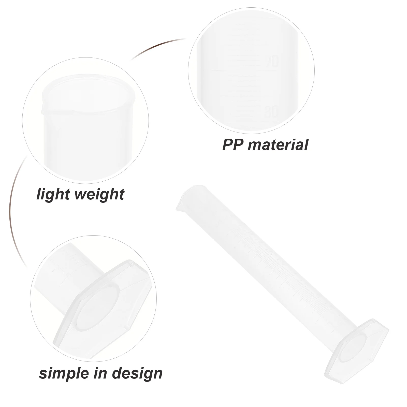 100 مللي أسطوانة بلاستيكية متدرجة أداة قياس مختبر العلوم دقيقة غير ترطيب سطح قاعدة مقاومة لفة للمنزل المختبر