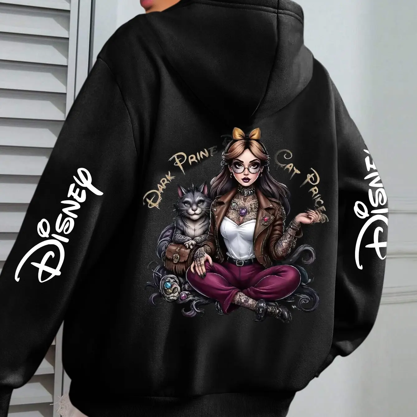 ديزني 2026 جديد الجمال والوحش القلعة طباعة الخريف/الشتاء جديد هوديي المرأة فضفاضة طويلة الأكمام الحرارية هوديي #3