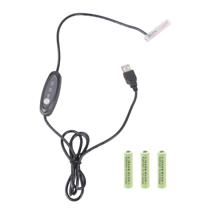 USB 3V 4.5V 6V voltage adjust LR03 AAA Dummy Battery Eliminators USB Power Supply Cable Replace 2-4pcs Batteries for LED Light