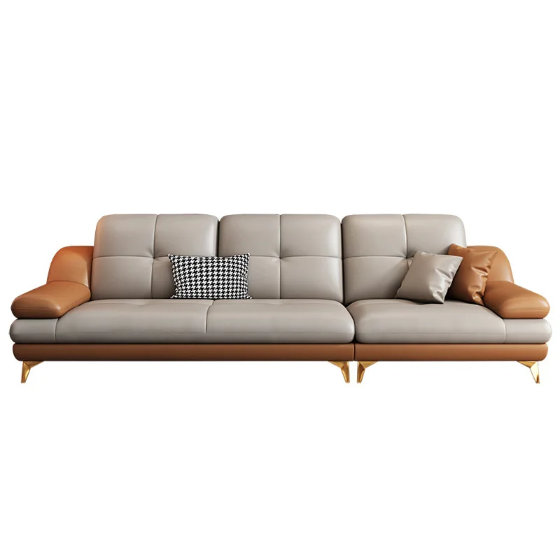 

Modern simple three-person four-person leather sofa