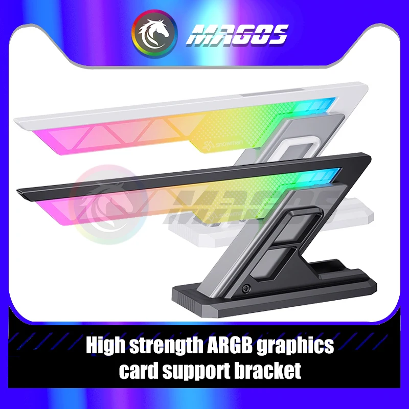 

Кронштейн для видеокарты ARGB, креативный алюминиевый держатель для GPU, регулируемая высота 75-125 мм, поддержка M/B AURA SYNC, черный/серебристый GP-Z