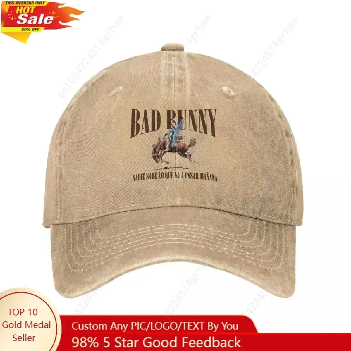 2026 Tour Bad Bunny Nadie Sabe Baseball Caps Retro Distressed Washed Music Sun Cap Men Women Outdoor Summer Adjustable Hats Cap