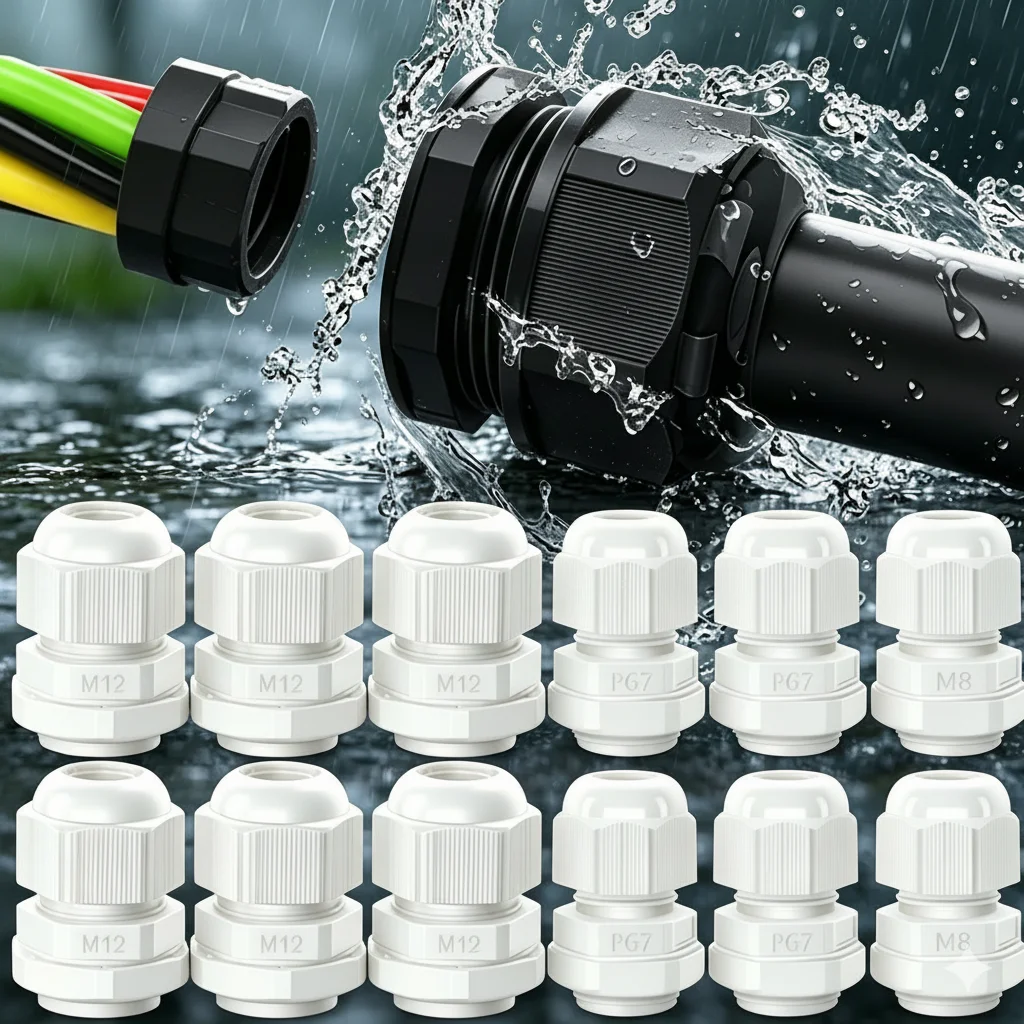 10 unidades de Conectores de Cable Impermeables de Plástico Negro con Junta de Nylon M8 M10 M12 M16 M20 M22 IP68, Conector de Nylon Blanco para Fijación de Cables