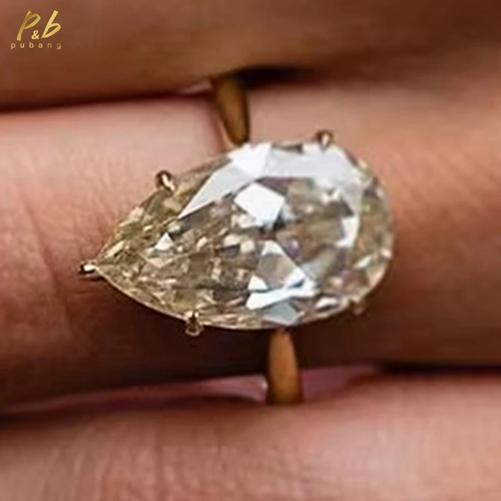 

PuBang Sparkling 12 CT 17,5x10,5 мм Светло-шампанское Цвет Old Mine Муассанит 5 зубцов 9-18 К Золотая оправа для женских ювелирных изделий