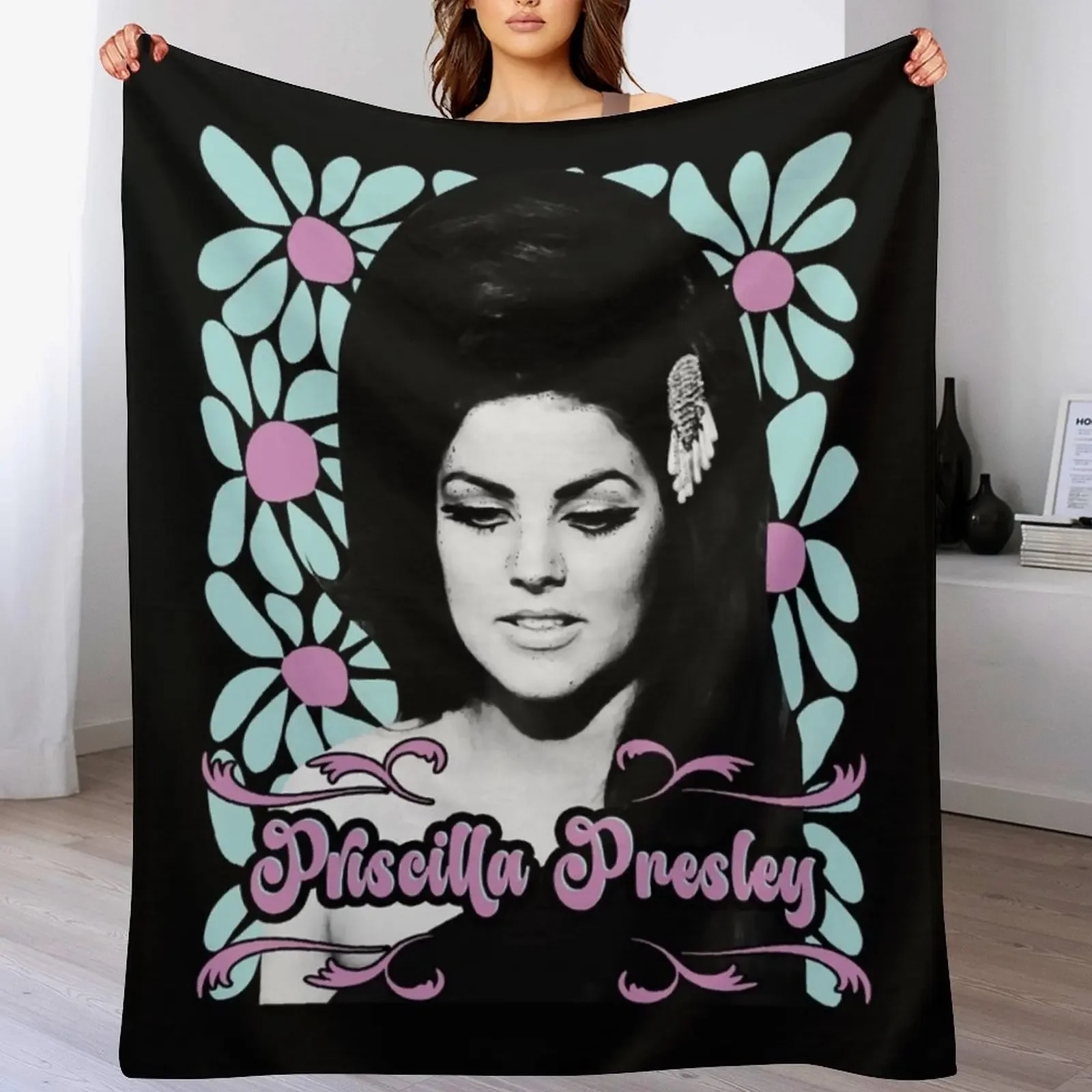 

priscilla presley Throw Blanket Cozy Throw Blanket for Bed Sofa Chair