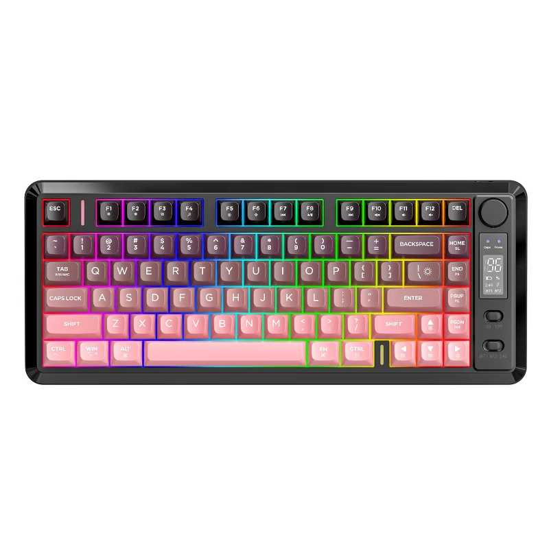 

M75 wireless bluetooth dual mode mechanical feel keyboard PBT gradual change ball cap with display screen game keyboard