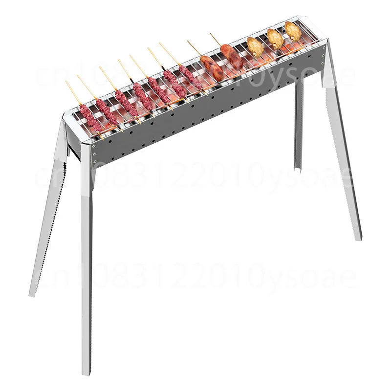 Thickened Stainless Steel Barbecue Grill Outdoor Charcoal Detachable Double-Layer BBQ Grill For Garden Camping