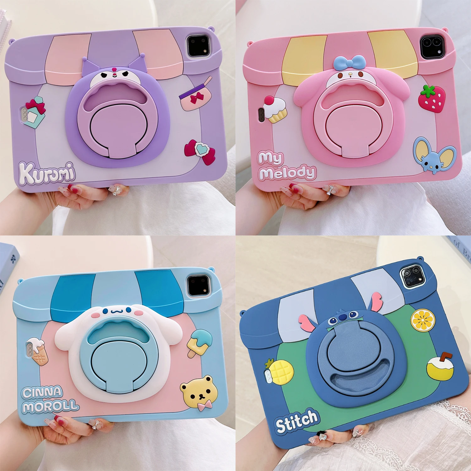 

Kuromi Kids Tablet Case For iPad Air 11inch 10th 9 8 7 10.2 Silicone Bracket Cover 4 5 6 9.7 Mini 6 7 Shockproof Soft Funda