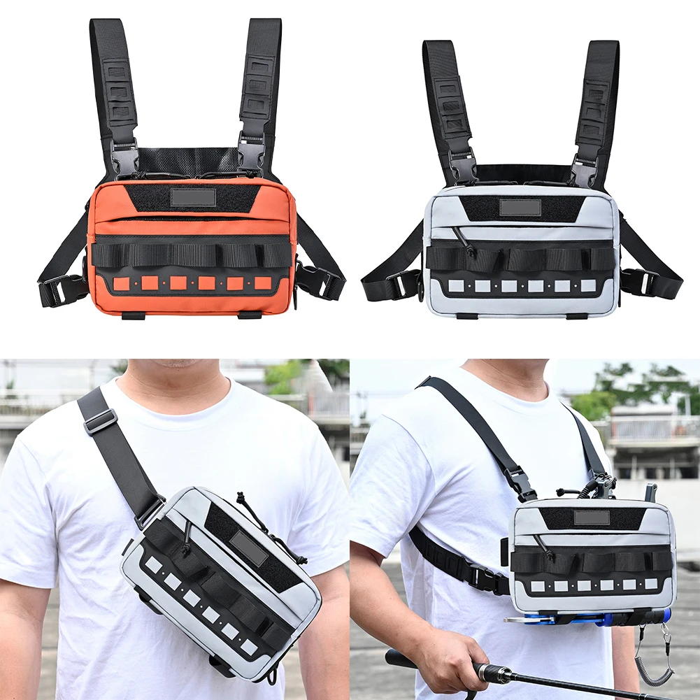 Fishing Chest Rig Pouch Convenient Storage for Lures and Gear Molle Design for Outdoor Activities like Hiking and Camping