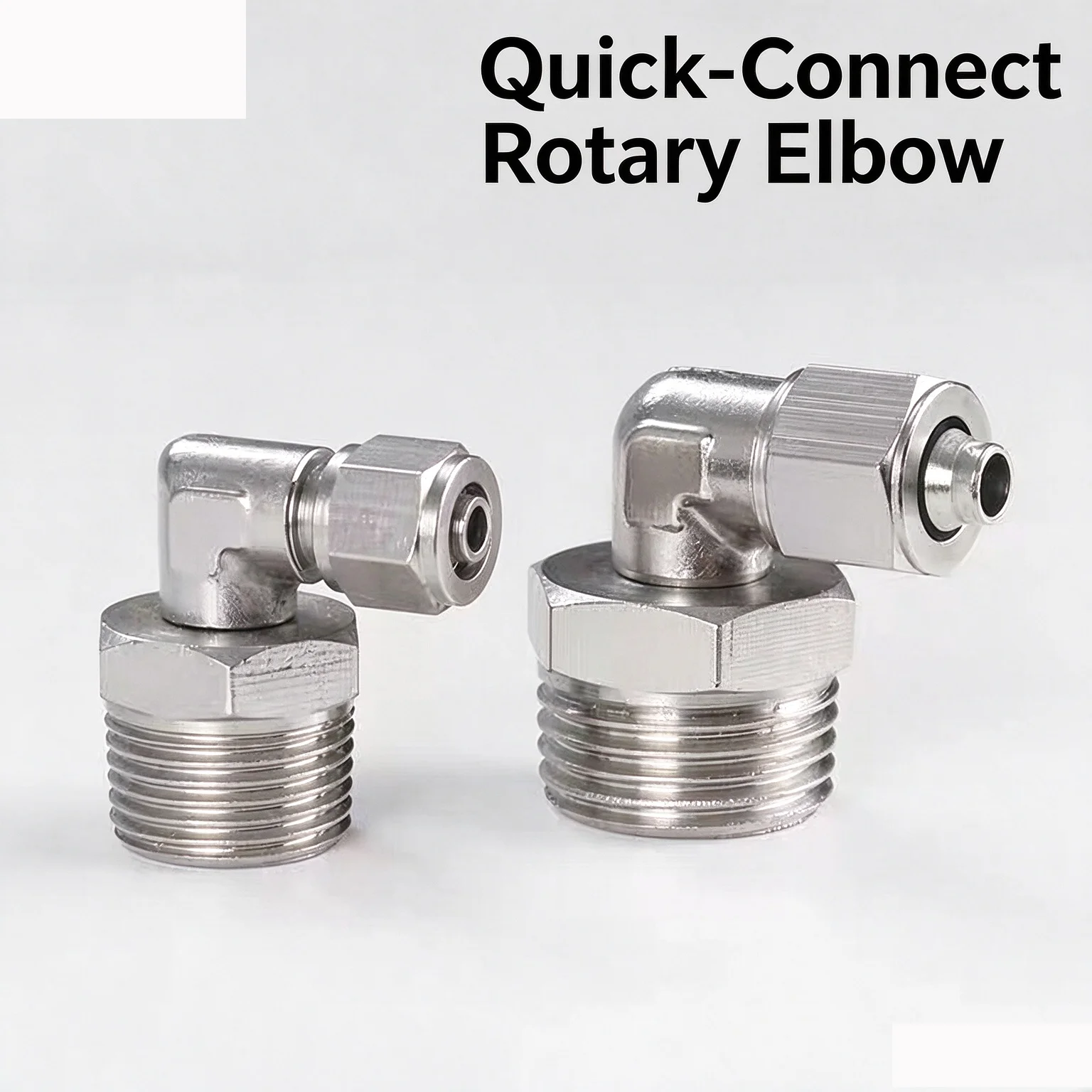 PL Fast Tightening Pneumatic Quick Connector 360 Degree Rotary L Elbow Outer Thread for PU Hose Pipe - Multiple Sizes 1/8' to 1/