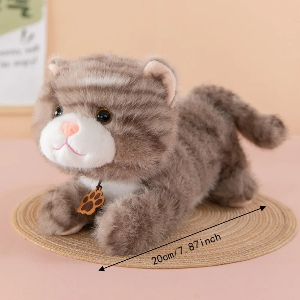 Cute Soft Sound Cat Realistic Fluffy Simulation Cat Soothing Accompany Kitten Cuddle Pillow Birthday Gift