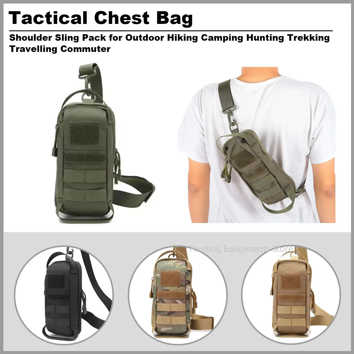 

Tactical Chest Bag Men Waterproof Shoulder Sling Pack for Outdoor Hiking Camping Hunting Trekking Travelling Commuter Bag