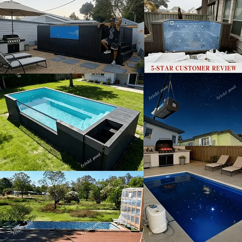 Container Swimming Pool 20ft 40ft Fiberglass Portable with Acrylic Glass Window