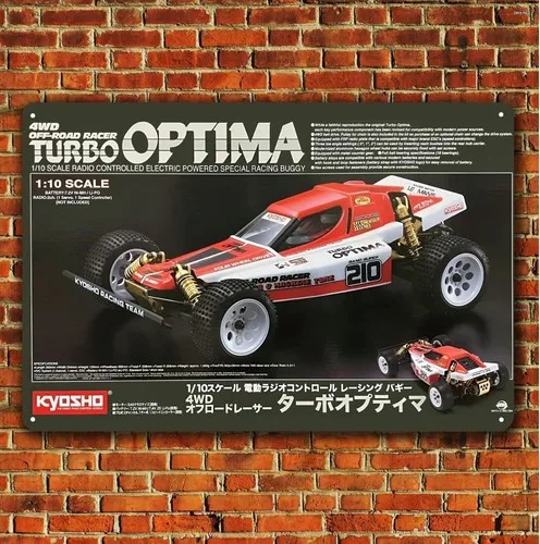 Kyosho Turbo Optima Metallposter – Vintage RC-Auto-Blechschild – Plakette
