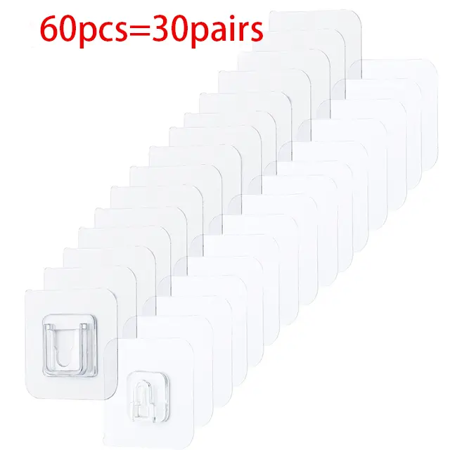 Double-Sided Adhesive Wall Hooks Hanger Strong Transparent Suction Cup Sucker Hooks Kitchen Bathroom Storage Plug Socket Holders - Image 11