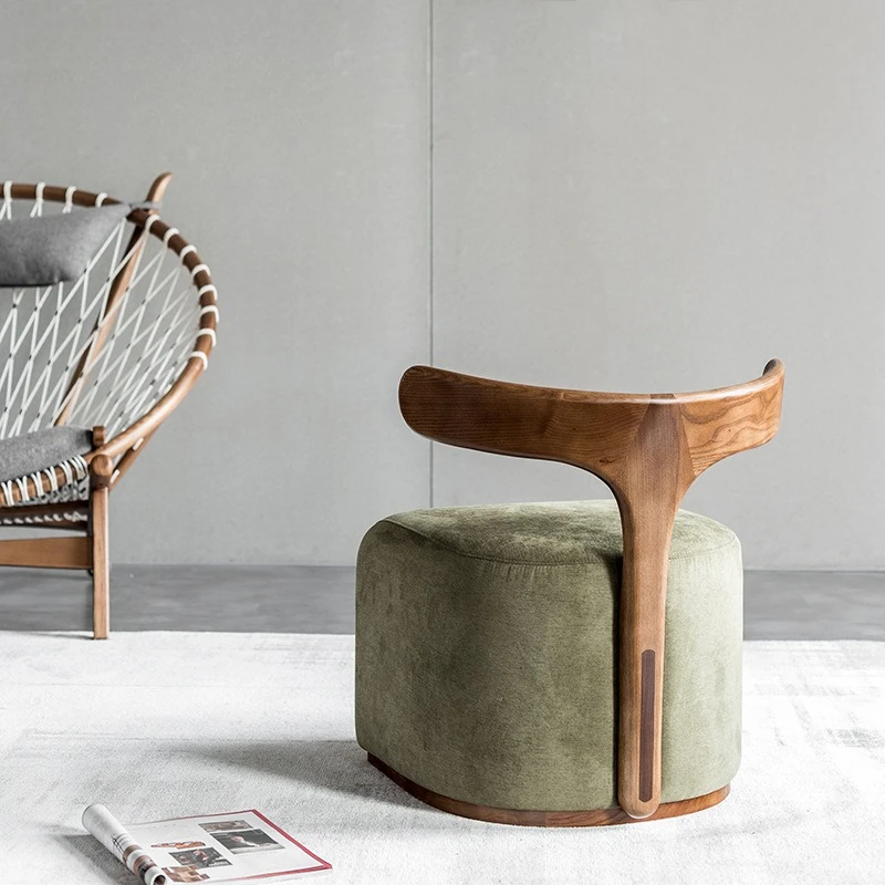 Nordic modern designer creative solid wood back fabric leisure /stool shoe change stool