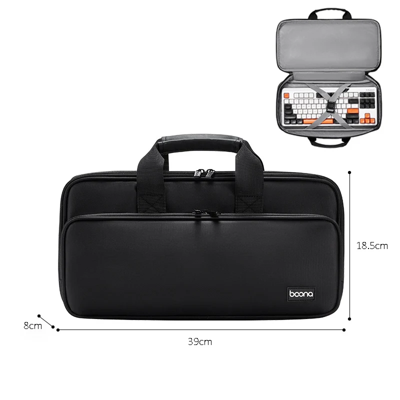 BOONA Dual Mechanical Keyboard Storage Bag Portable Protective Bag for 82 98 108 Key Keyboard Organizer Mouse Power Bank Storage