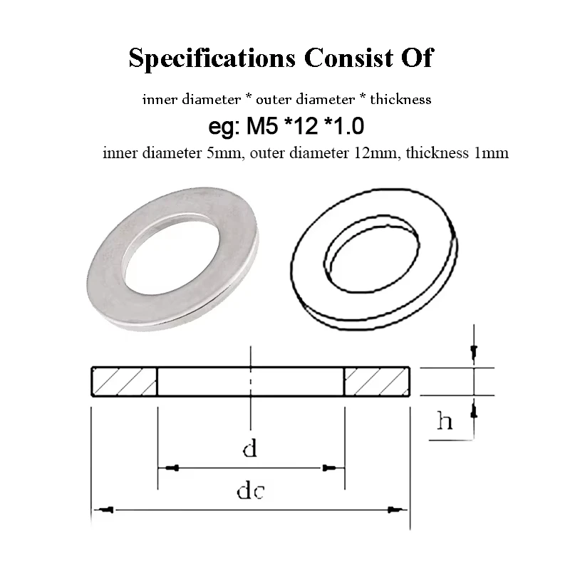 M1.6 M2 M3 M4 M5 M6~M30 304 Stainless Steel Gasket Ultra-thin Metal Screw Flat Washer Standard Increase Thickened Meson Washer