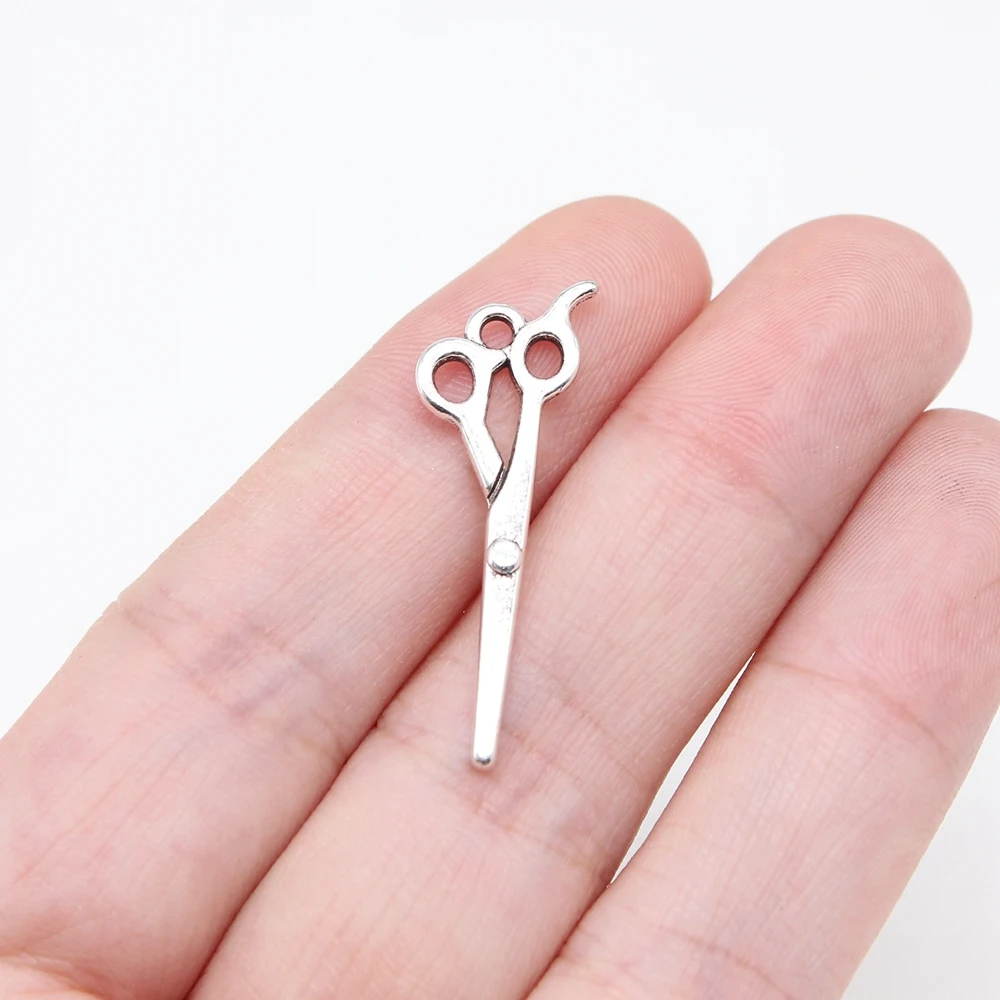 WYSIWYG 20pcs 30x12mm Antique Silver Color Scissors Charms For Jewelry Making