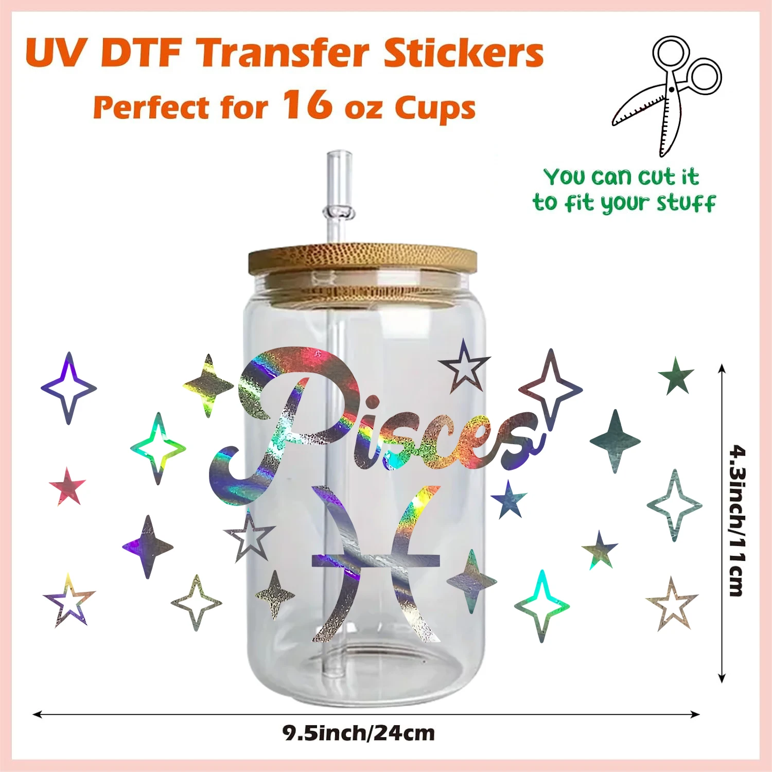 Zodiac signs 16oz UV DTF Transfer Sticker waterproof Party DIY Decals 3D transfers uvdtf tumbler stickers 16oz uv dtf cup wraps