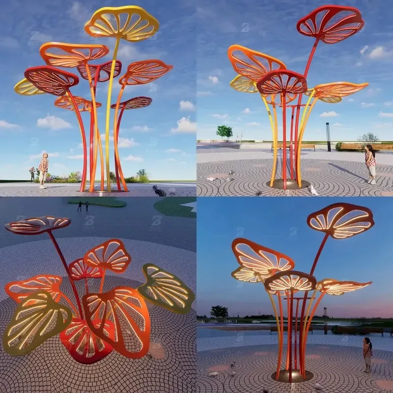 Customized Outdoor Landscape Lighting Park Activity Lotus Leaf Art Installation