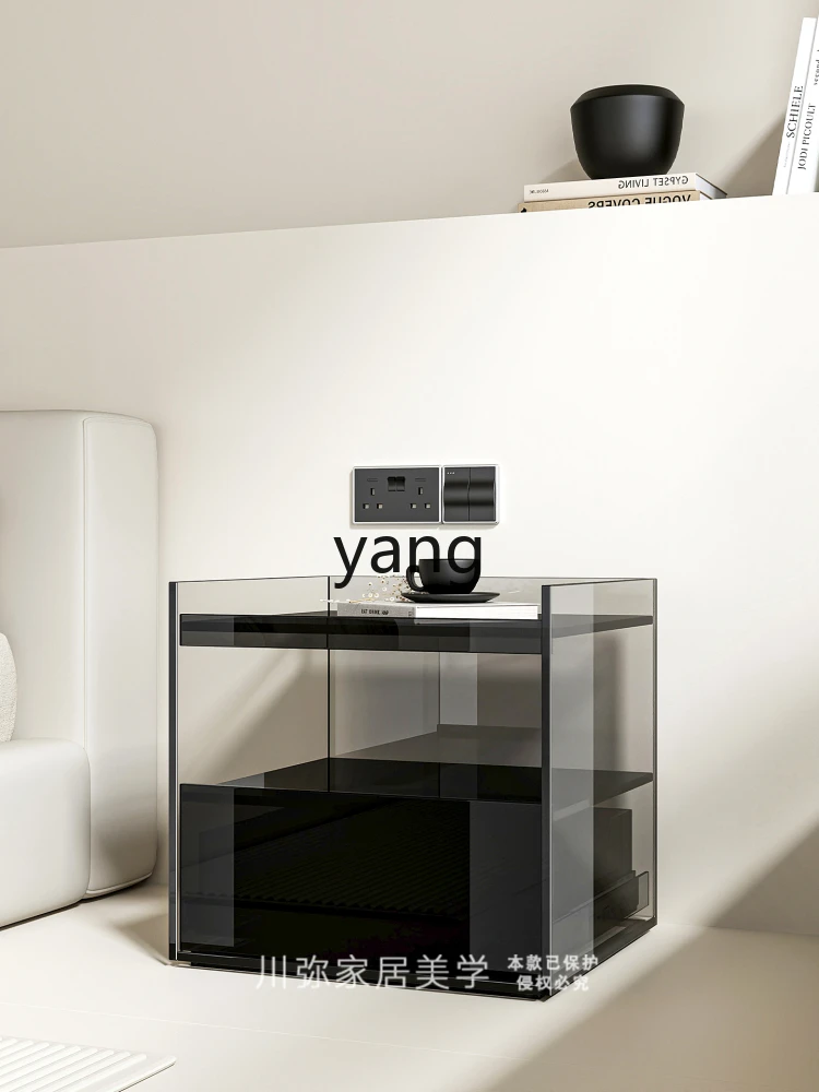 

LMM acrylic bedside table Italian minimalist home bedroom light luxury high-end shelf