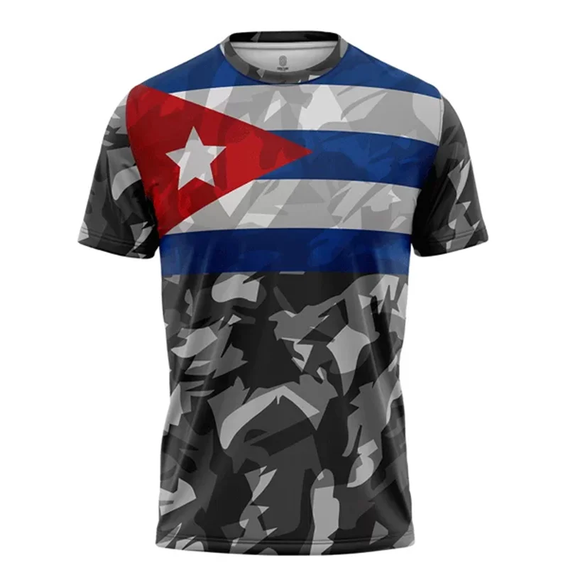 Cuba Football T-shirt For Men Camo Stripes Sport Short Sleeve T Shirts 2025 Novelty Summer Fashion Loose Breathable Mens Tee Top